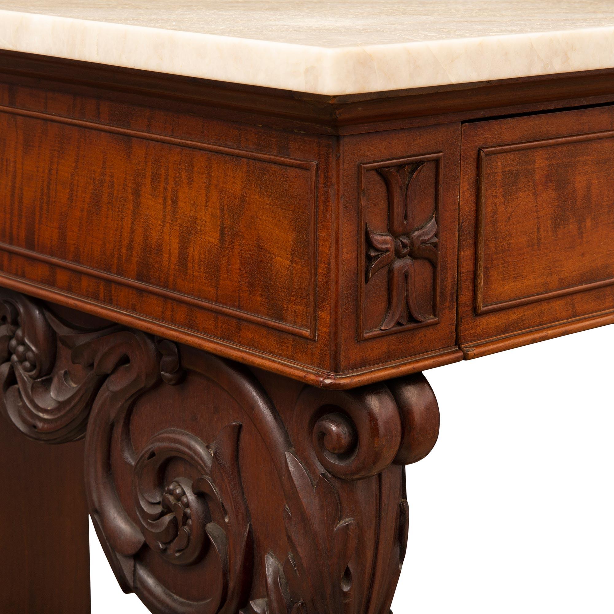 French Early 19th Century Louis Philippe St. Mouchette Mahogany & Marble Console For Sale 2
