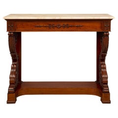 French Early 19th Century Louis Philippe St. Mouchette Mahogany & Marble Console