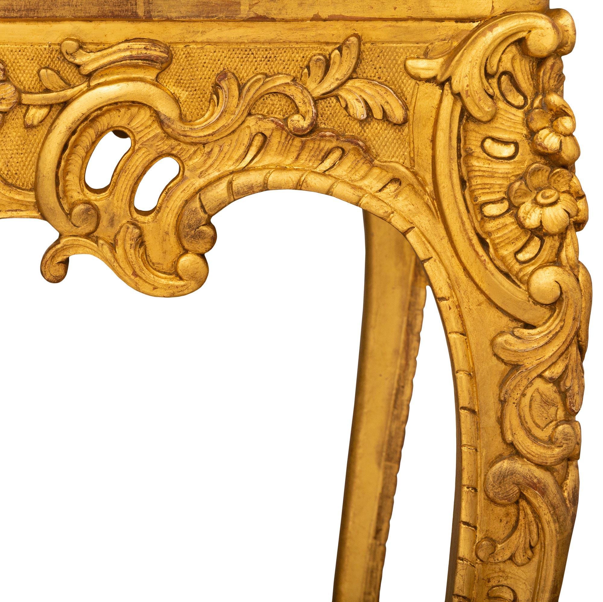 French Early 19th Century Louis XV St. Giltwood And Marble Center Table For Sale 4