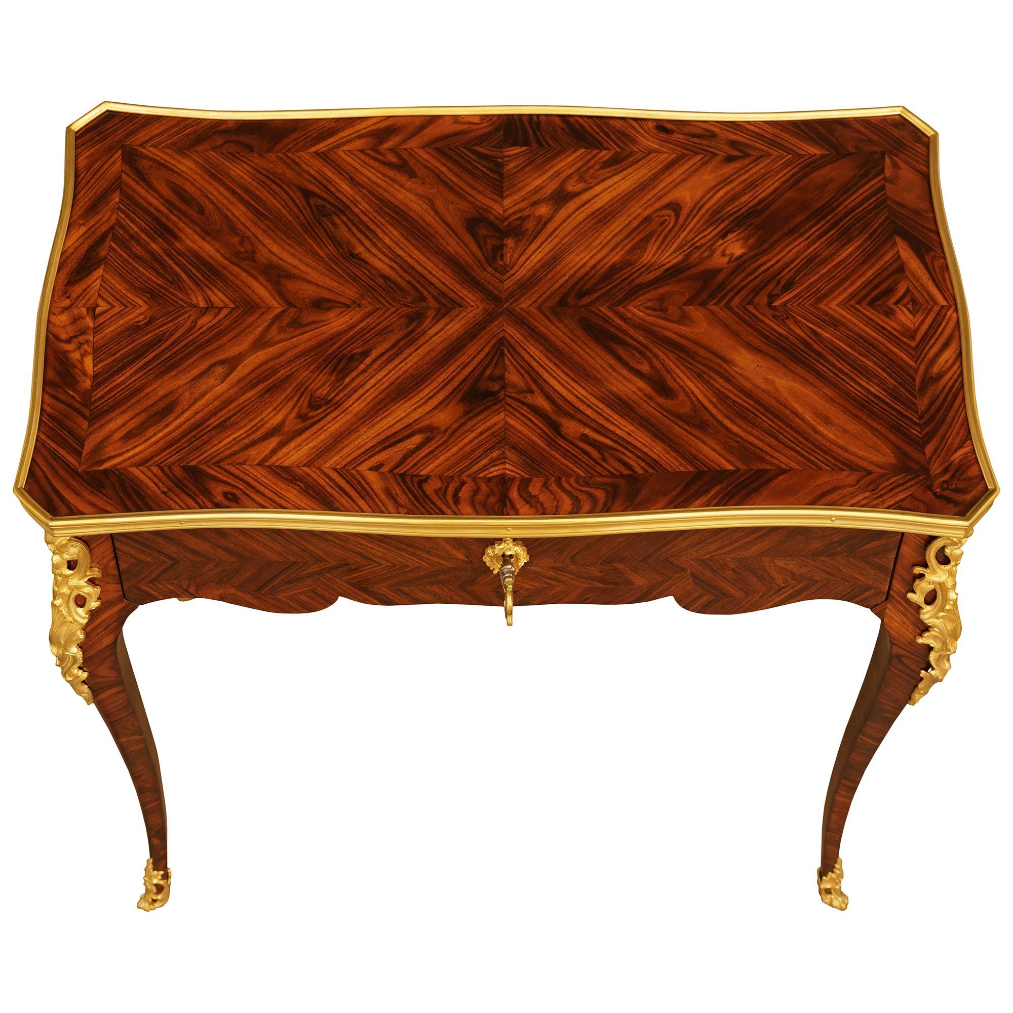 French early 19th century Louis XV st. Kingwood and Ormolu desk/side table For Sale 6