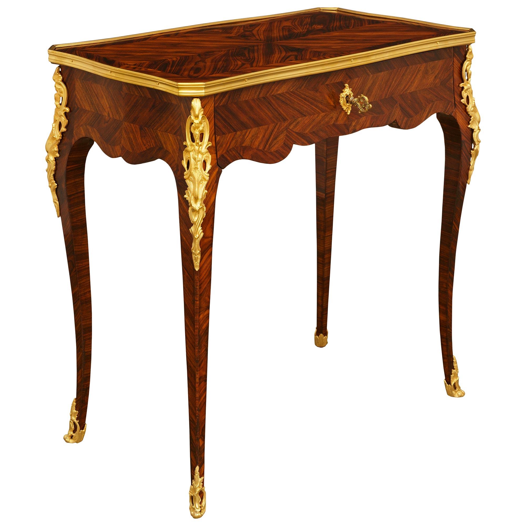 Louis XVI French early 19th century Louis XV st. Kingwood and Ormolu desk/side table For Sale