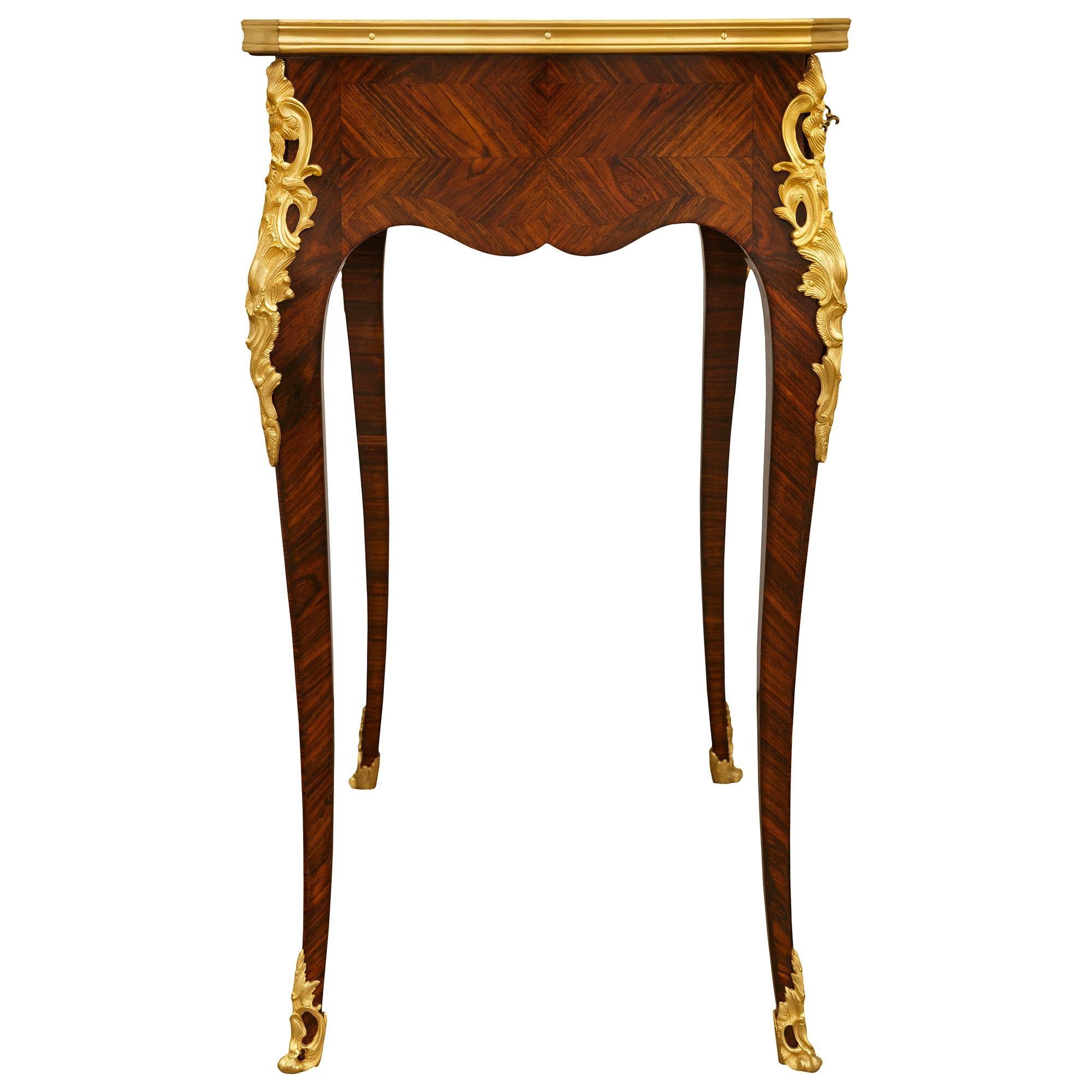 19th Century French early 19th century Louis XV st. Kingwood and Ormolu desk/side table For Sale