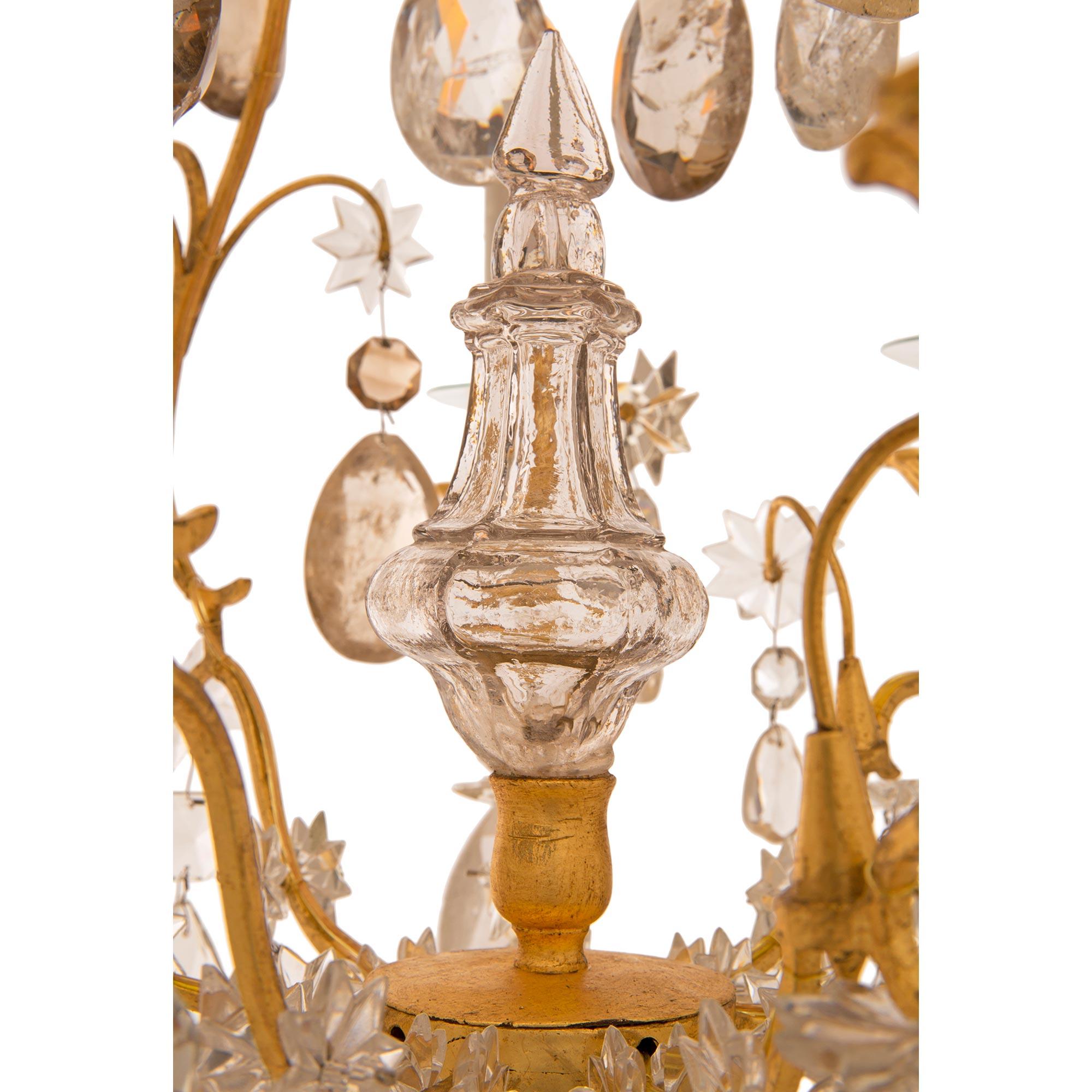French Early 19th Century Louis XV St. Rock Crystal And Gilt Metal Chandelier For Sale 1