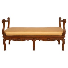 French early 19th century Louis XV st. Walnut bench