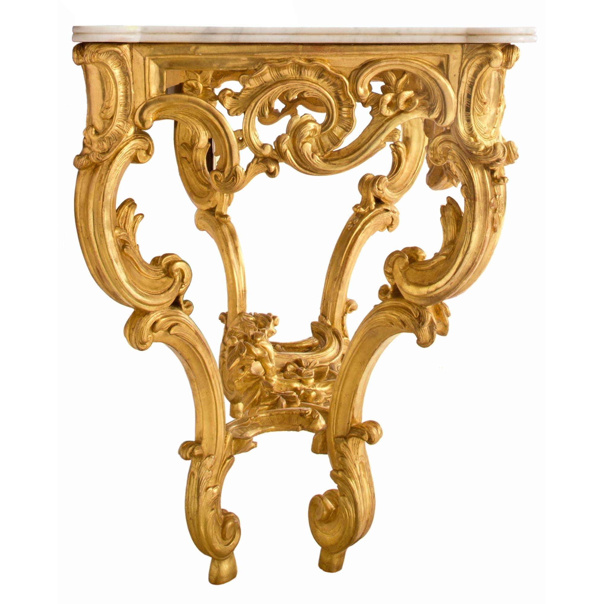 Französische Konsole im Louis-XV-Stil des frühen 19. Jahrhunderts und passender Spiegel im Angebot 3