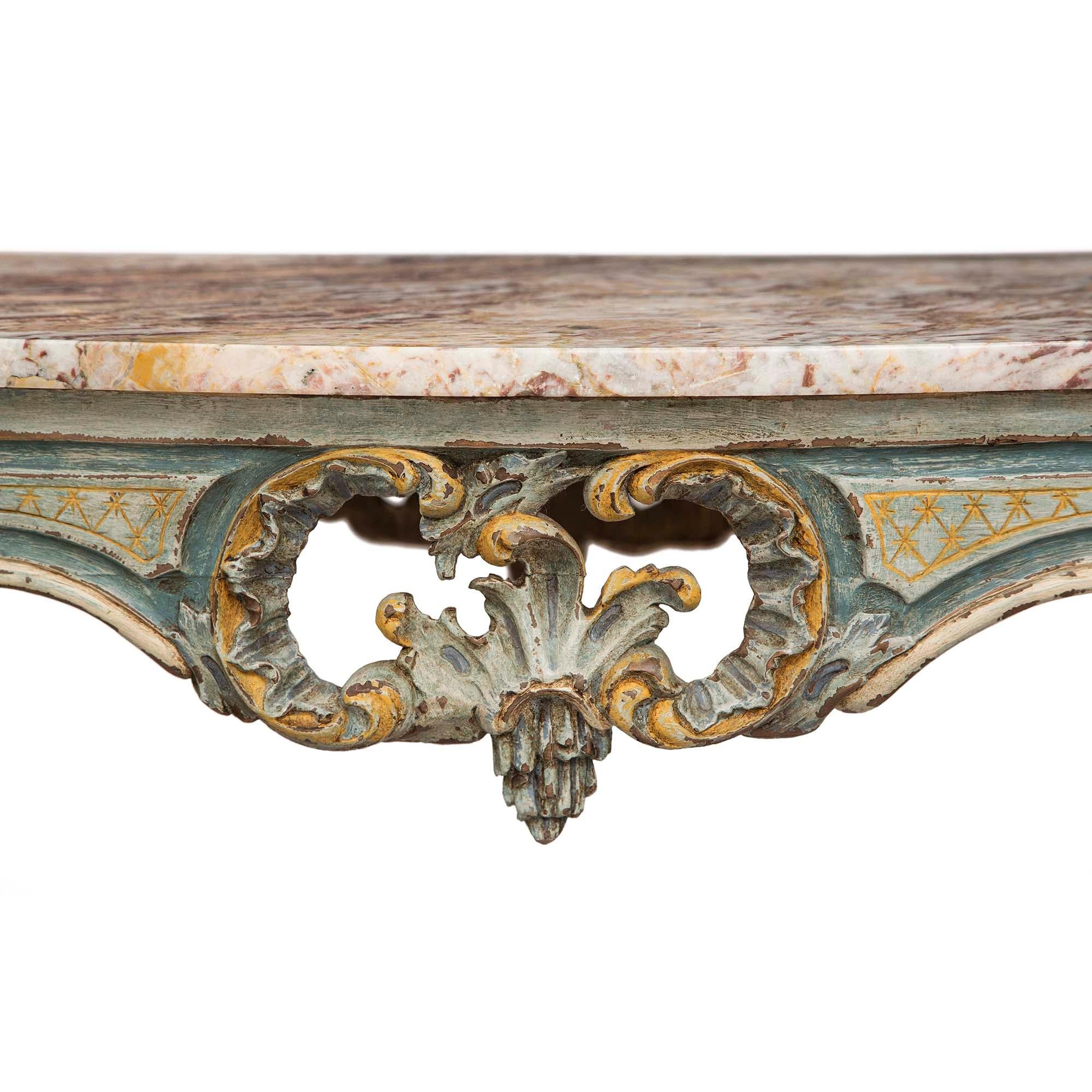 French Early 19th Century Louis XV Style Patinated and Marble Side/Center Table 2