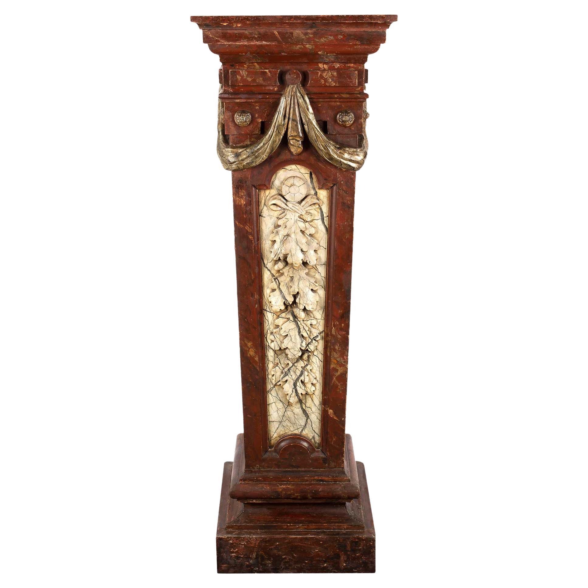 French Early 19th Century Louis XVI St. Faux Marble Pedestal For Sale