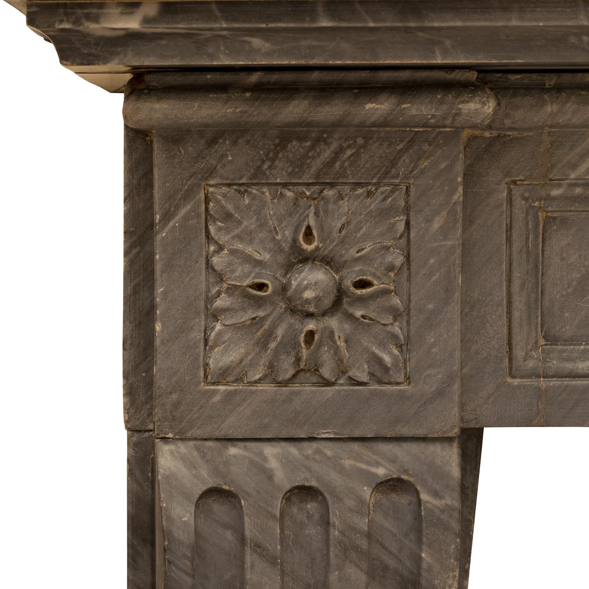 French Early 19th Century Louis XVI St. Gris St. Anne Marble Fireplace Mantel For Sale 1