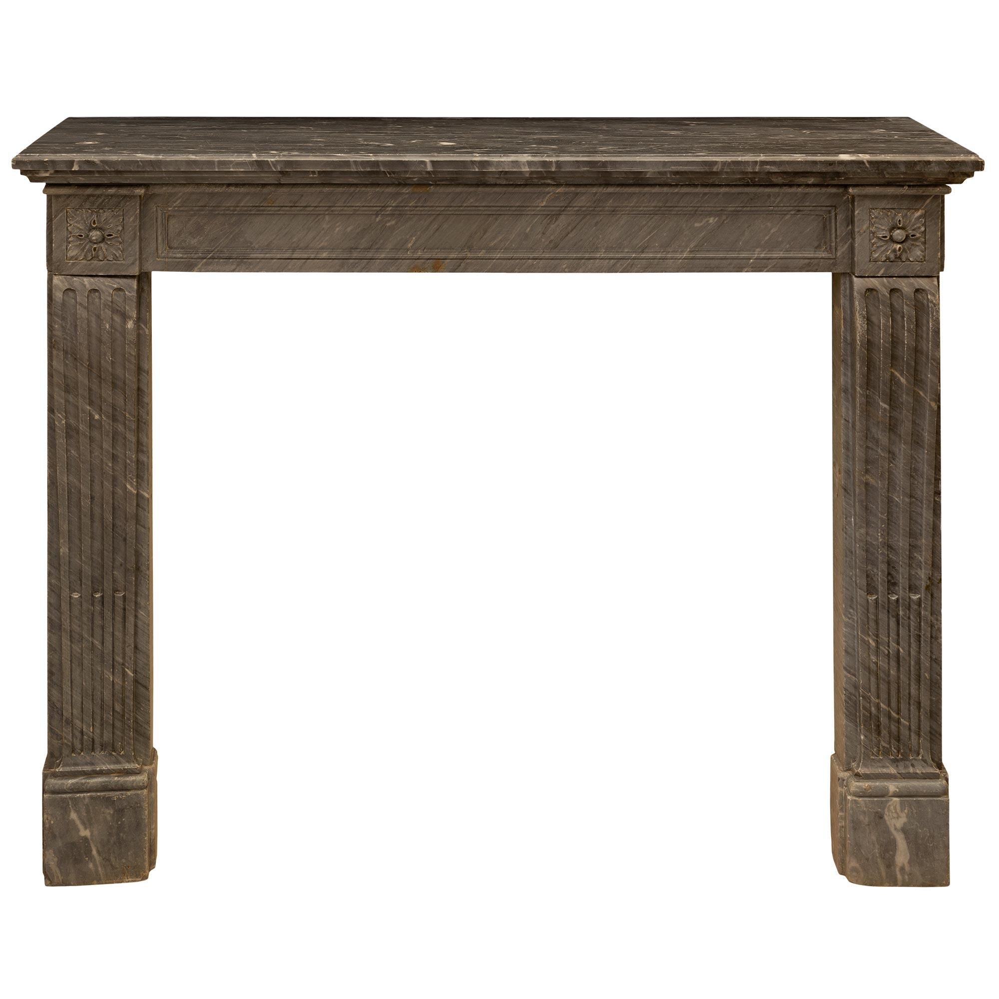 French Early 19th Century Louis XVI St. Gris St. Anne Marble Fireplace Mantel For Sale