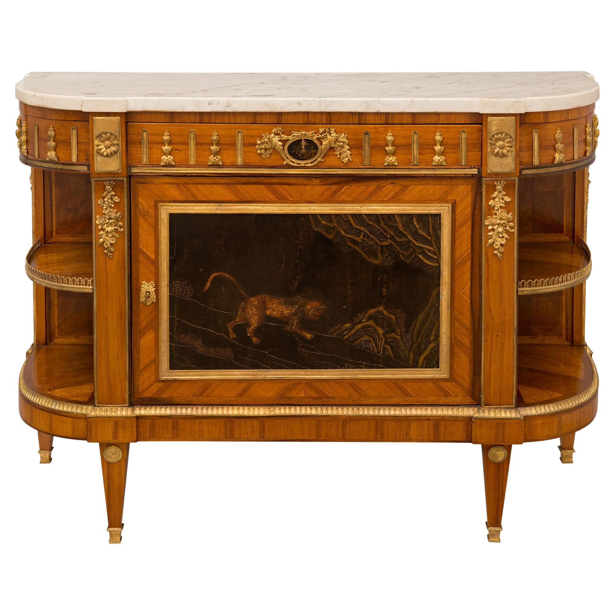 French Early 19th Century Louis XVI St. Japanese Black Lacquer Buffet For Sale