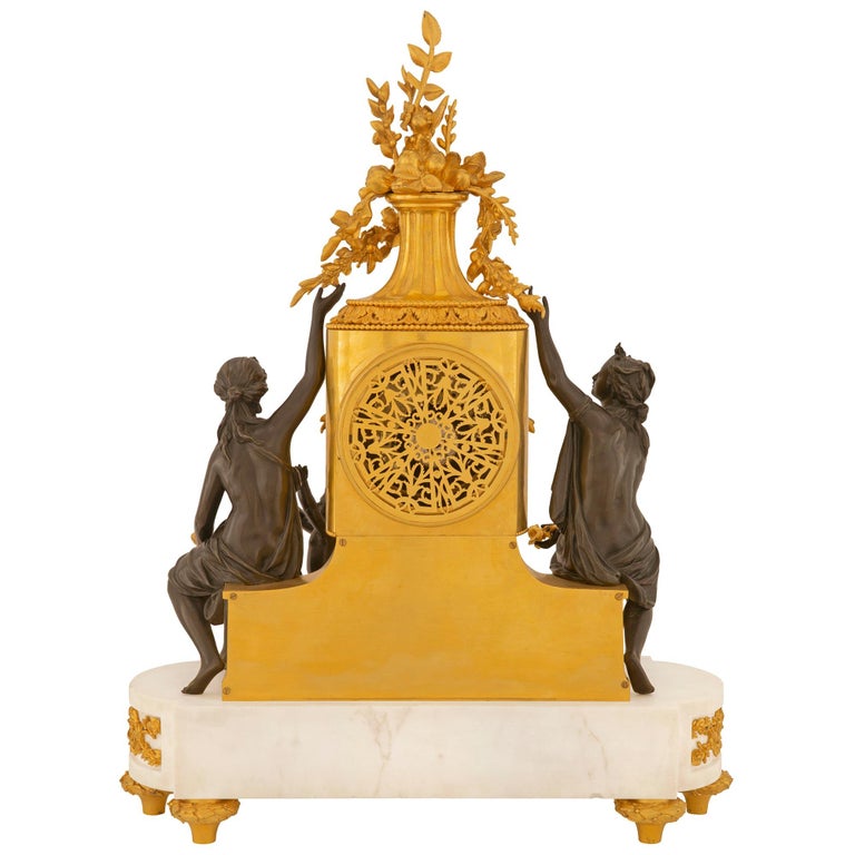 French Early 19th Century Louis XVI St. Marble And Ormolu Clock By Raingo Frères In Good Condition For Sale In West Palm Beach, FL