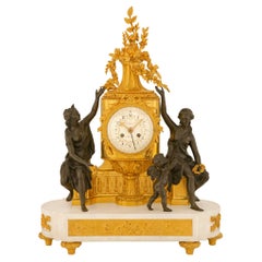 Französisch Anfang 19. Jahrhundert Louis XVI St. Marmor und Ormolu Uhr von Raingo Frères