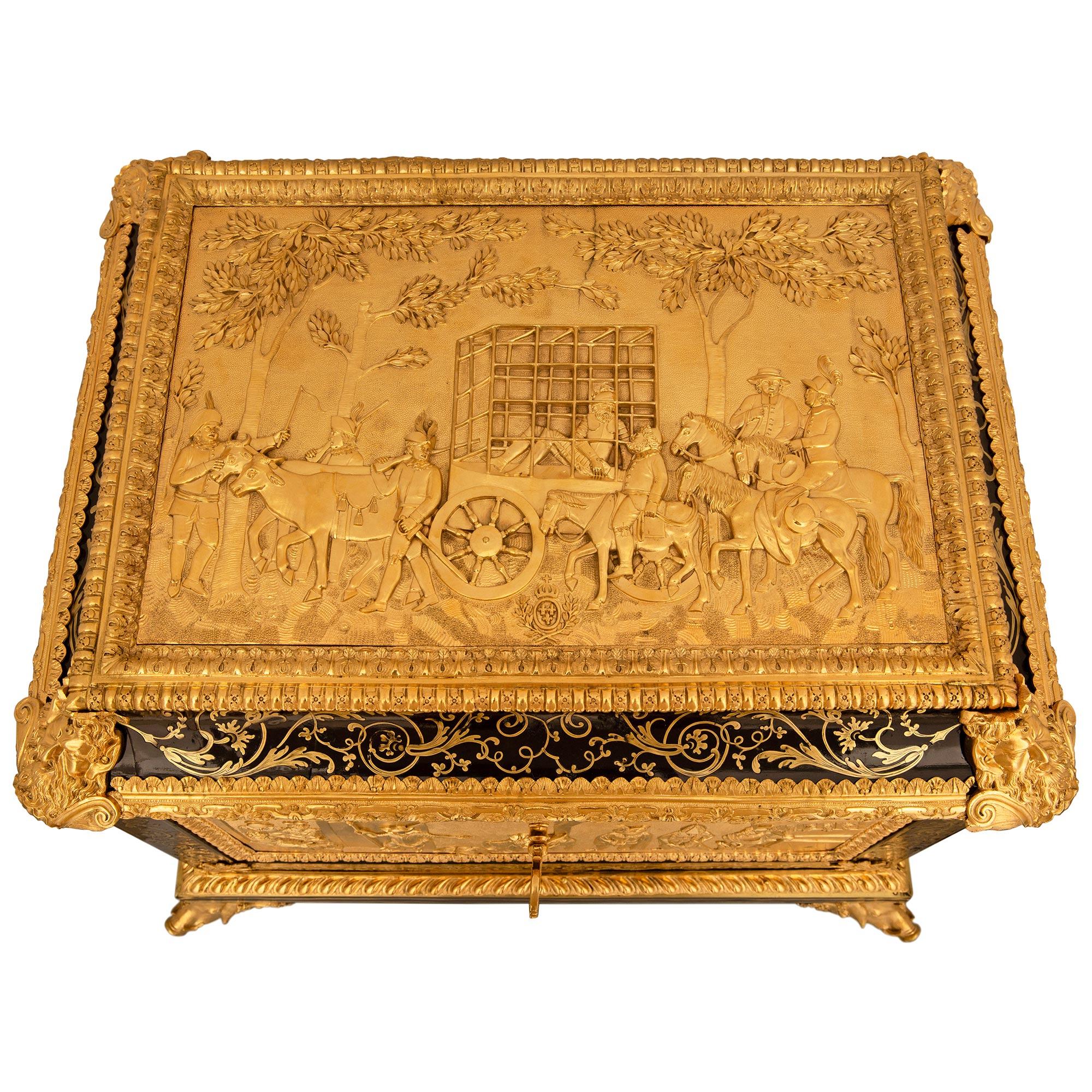 Scatola Boulle francese dell'inizio del XIX secolo in stile Luigi XVI, con ormolatura e legno ebanizzato. in vendita 7