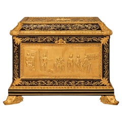 Boîte à boulle en bois de fruitier ébénité et doré, de style Louis XVI, du début du 19e siècle.