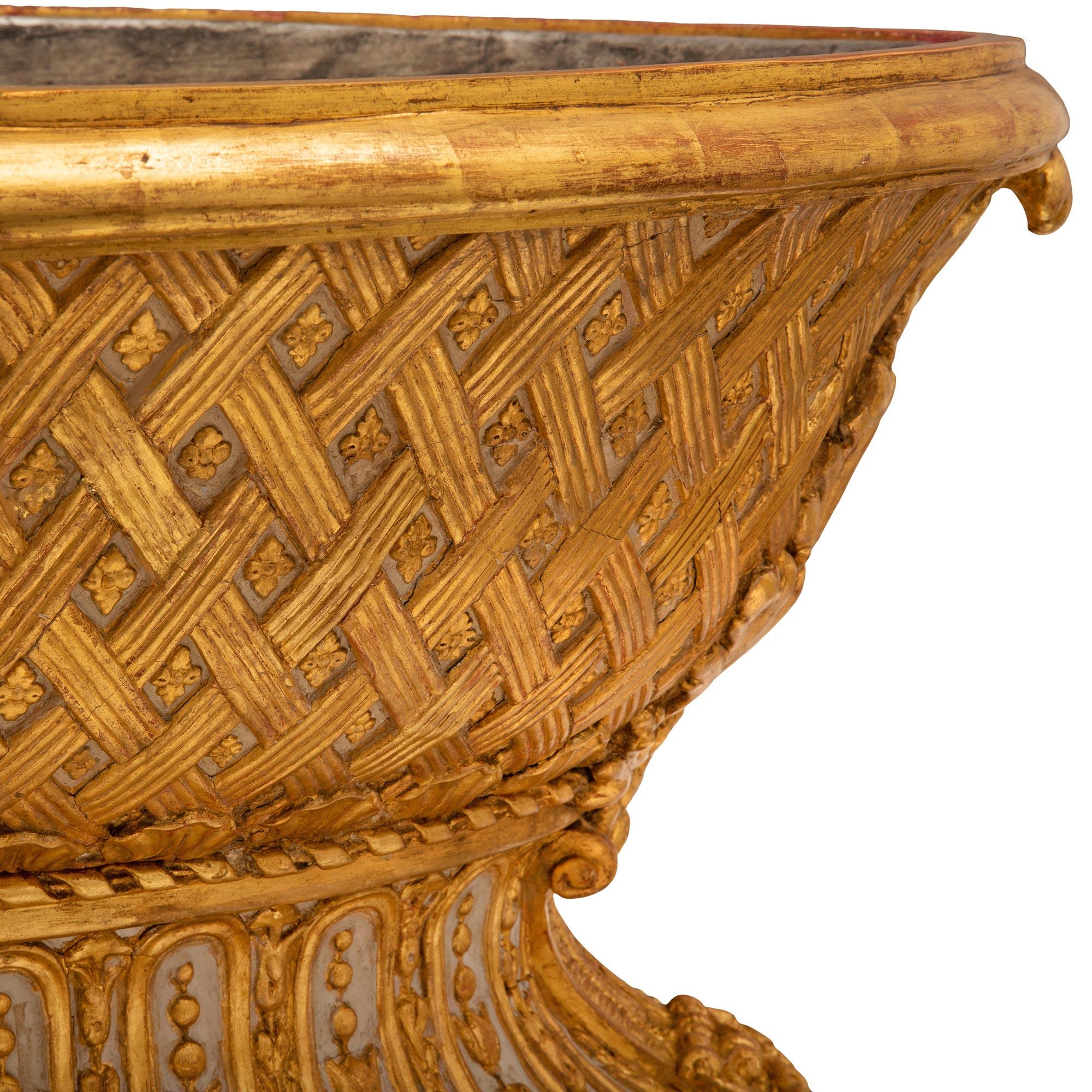 French Early 19th Century Louis XVI St. Patinated and Giltwood Planter For Sale 2