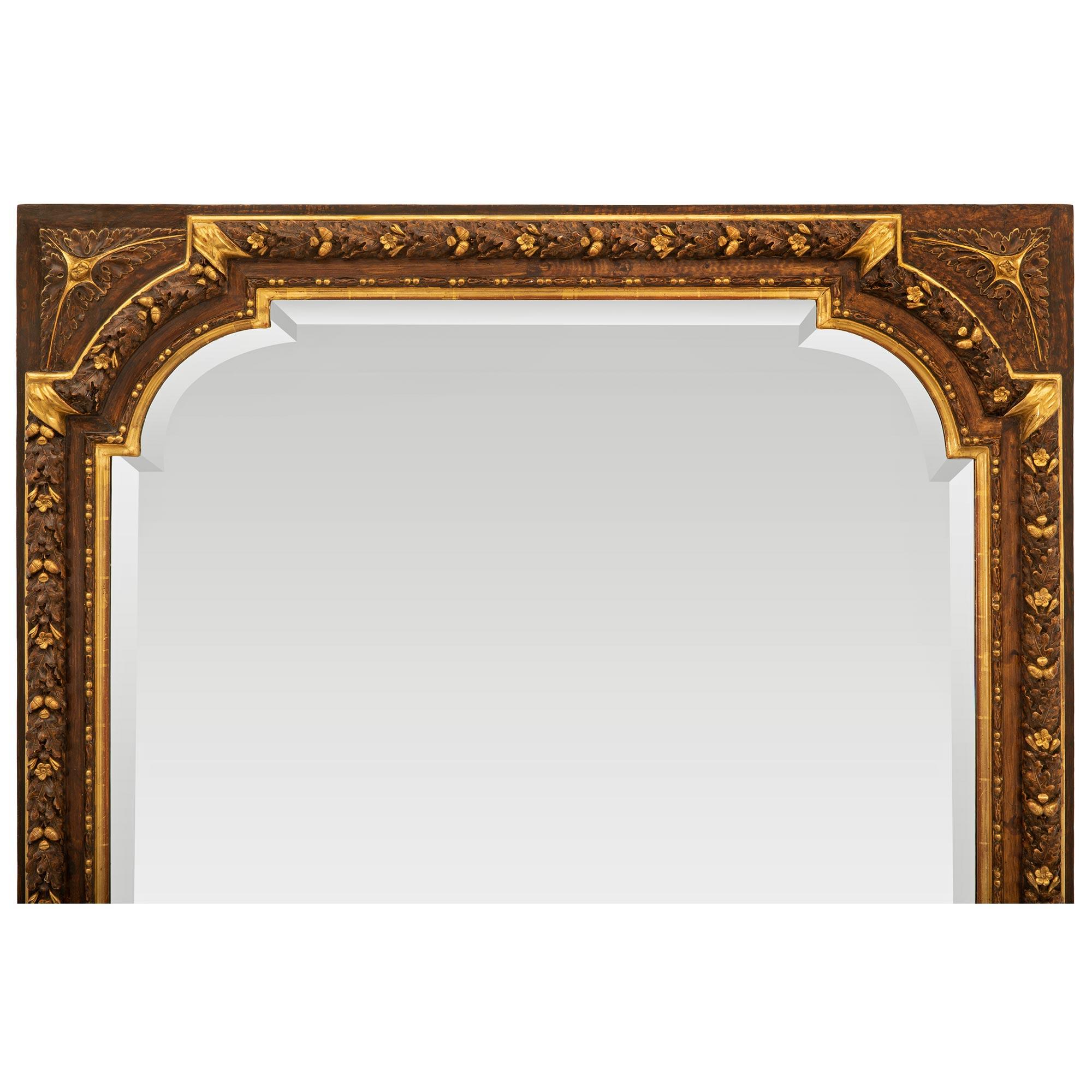 French Early 19th Century Louis XVI St. Patinated Wood and Giltwood Mirror For Sale 1