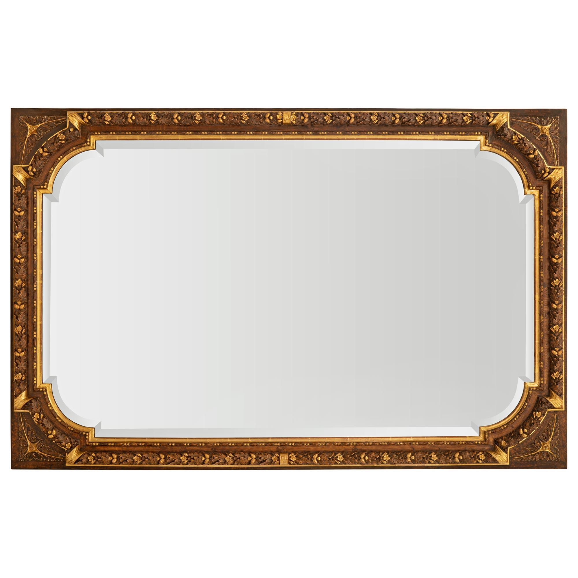 French Early 19th Century Louis XVI St. Patinated Wood and Giltwood Mirror For Sale 5