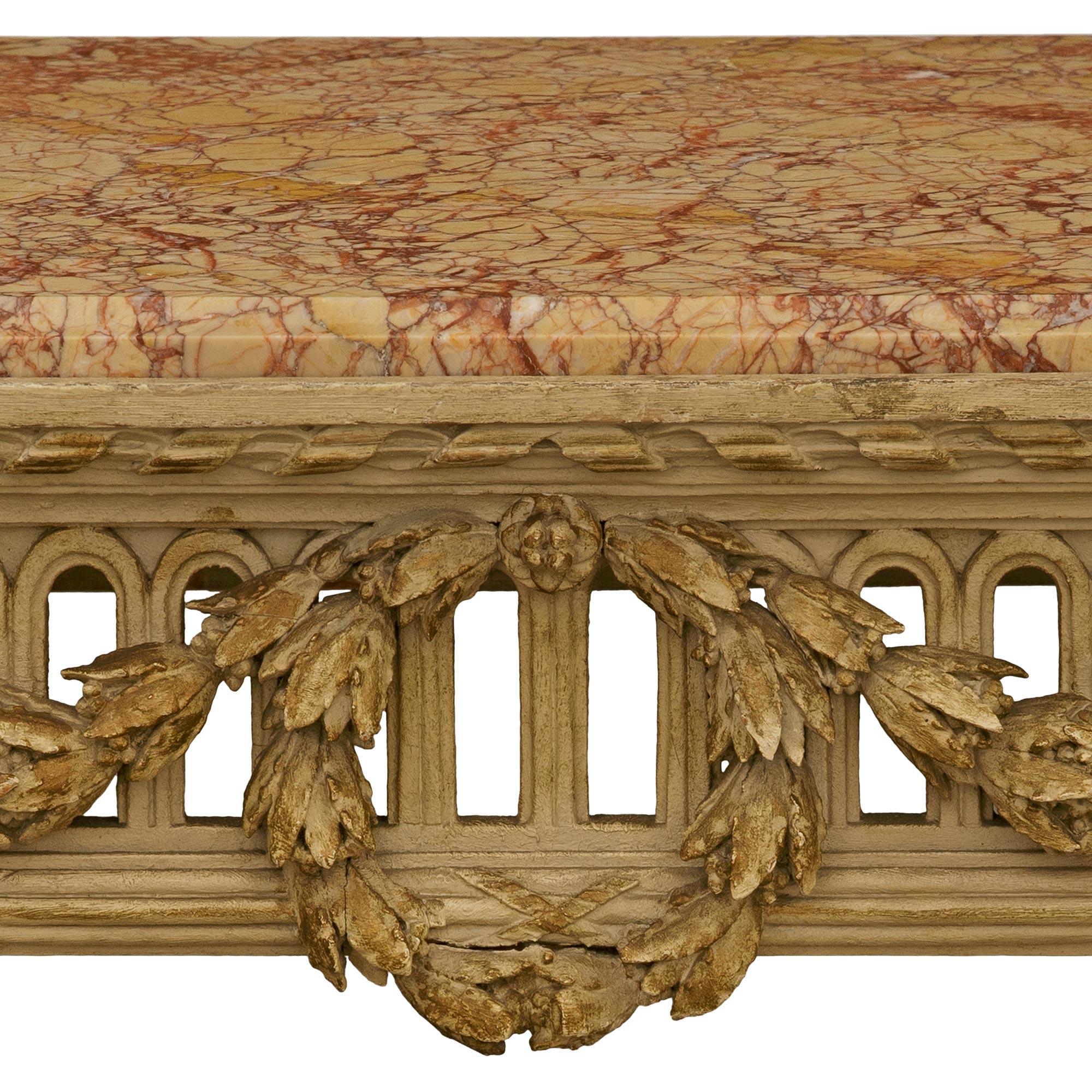 Consolle in legno patinato e marmo di Trets francese dell'inizio del XIX secolo in stile Luigi XVI in vendita 1