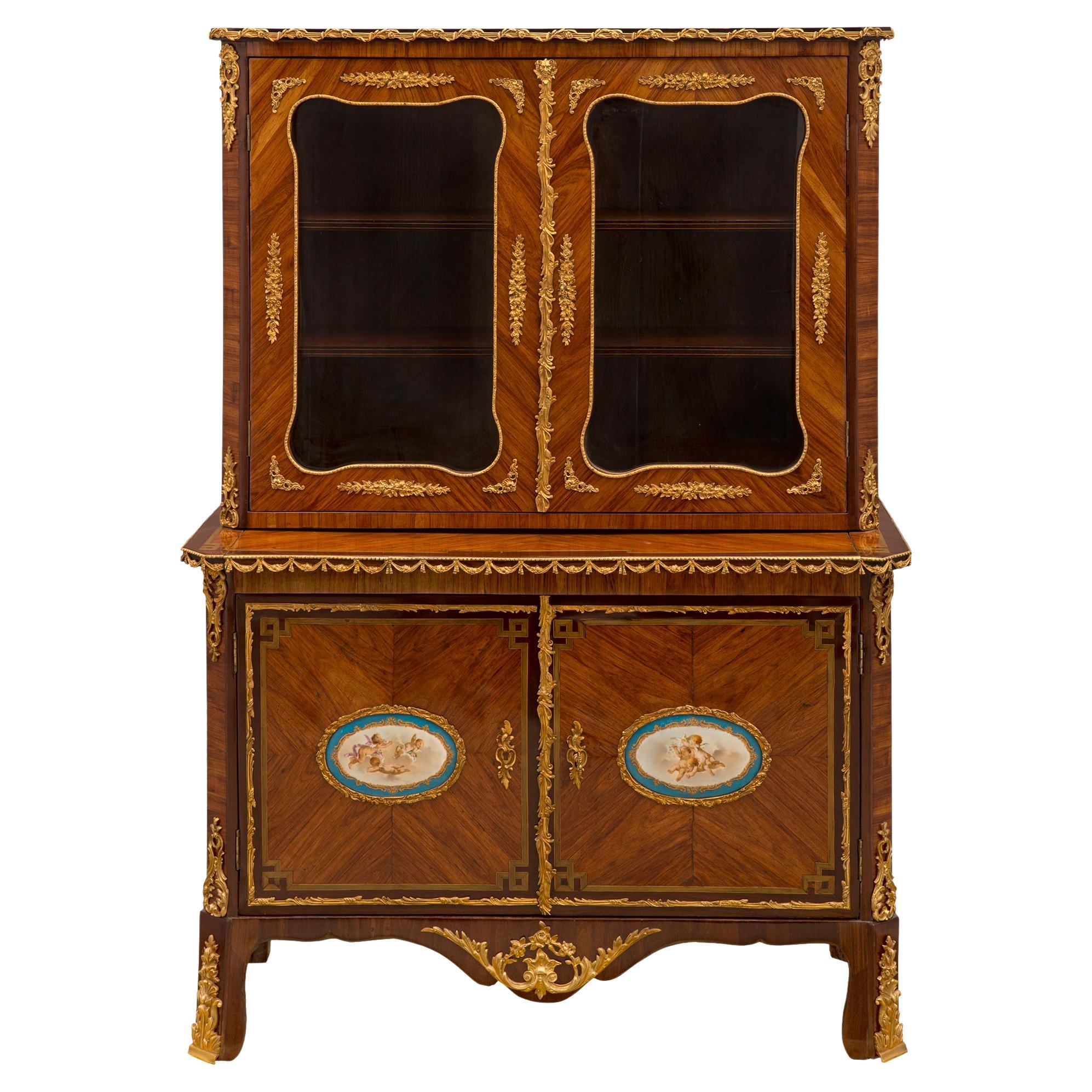 French Early 19th Century Louis XVI St. Sèvres Porcelain Cabinet Vitrine For Sale