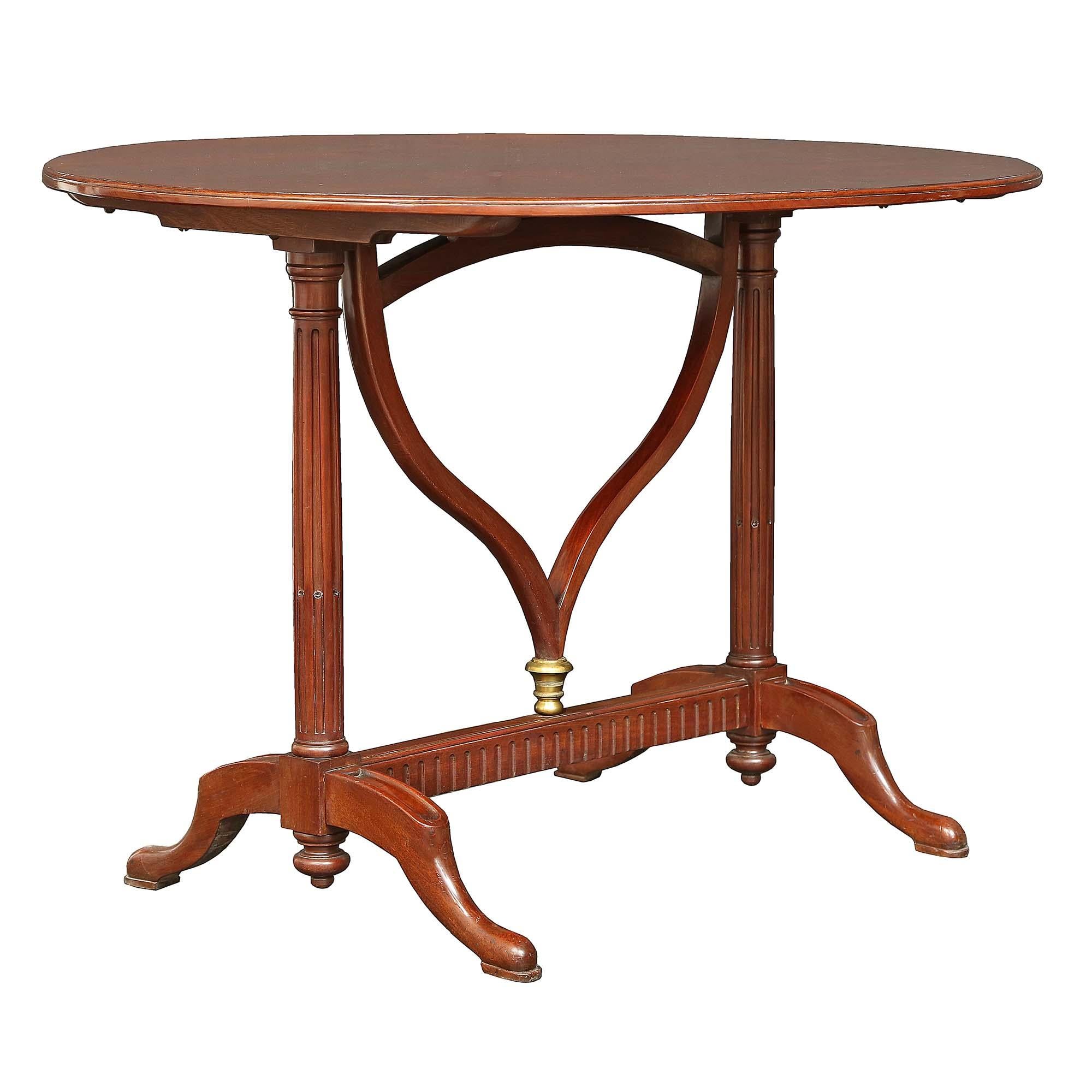 French Early 19th Century Louis XVI St. Solid Mahogany Gateleg Table 1