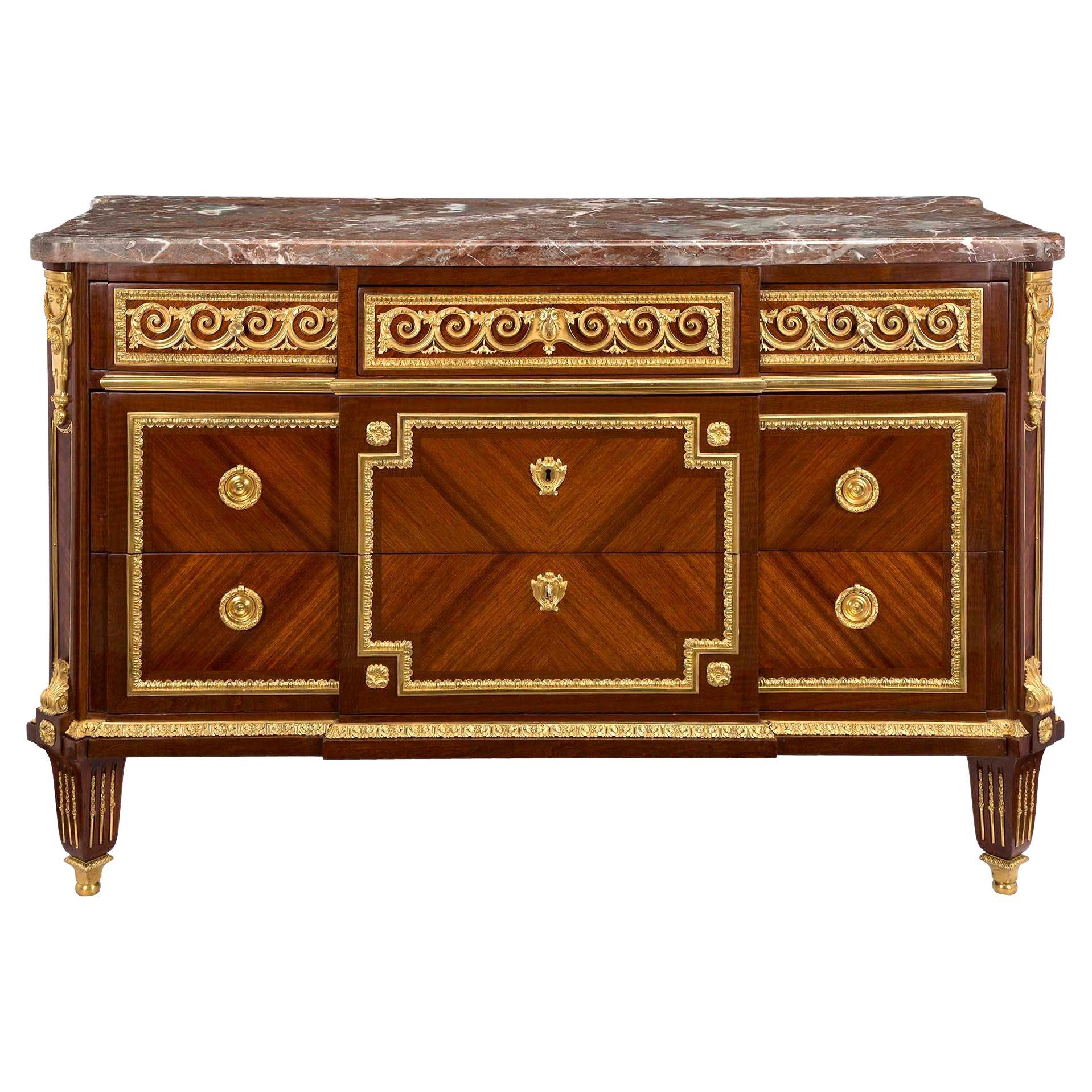 French Early 19th Century Louis XVI St. Tulipwood and Ormolu Chest For Sale
