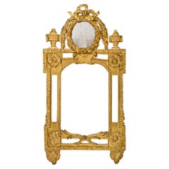 Miroir en bois doré à double encadrement de style Louis XVI du début du 19e siècle