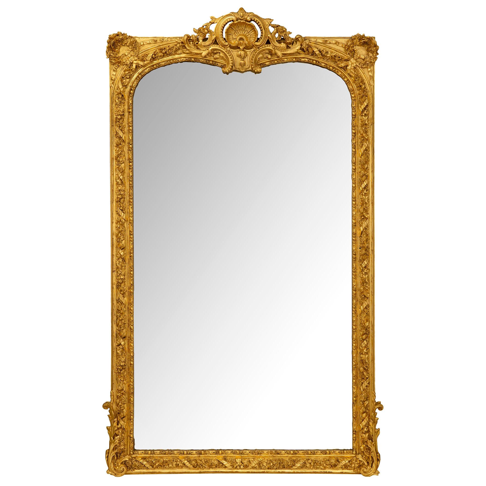 French Early 19th Century Louis XVI Style Giltwood Mirror, circa 1830 For Sale