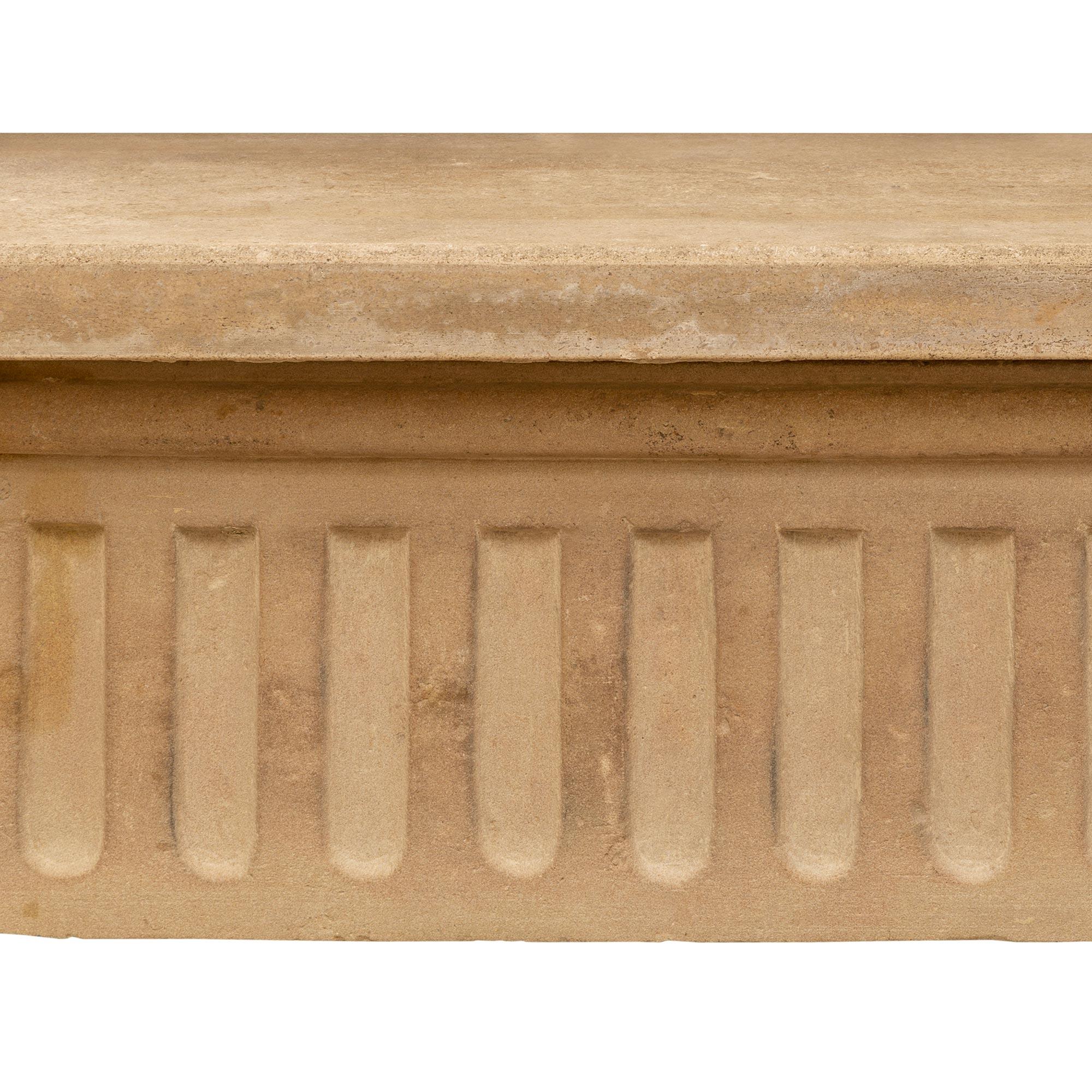 French Early 19th Century Louis XVI Style Limestone Fireplace Mantel For Sale 2