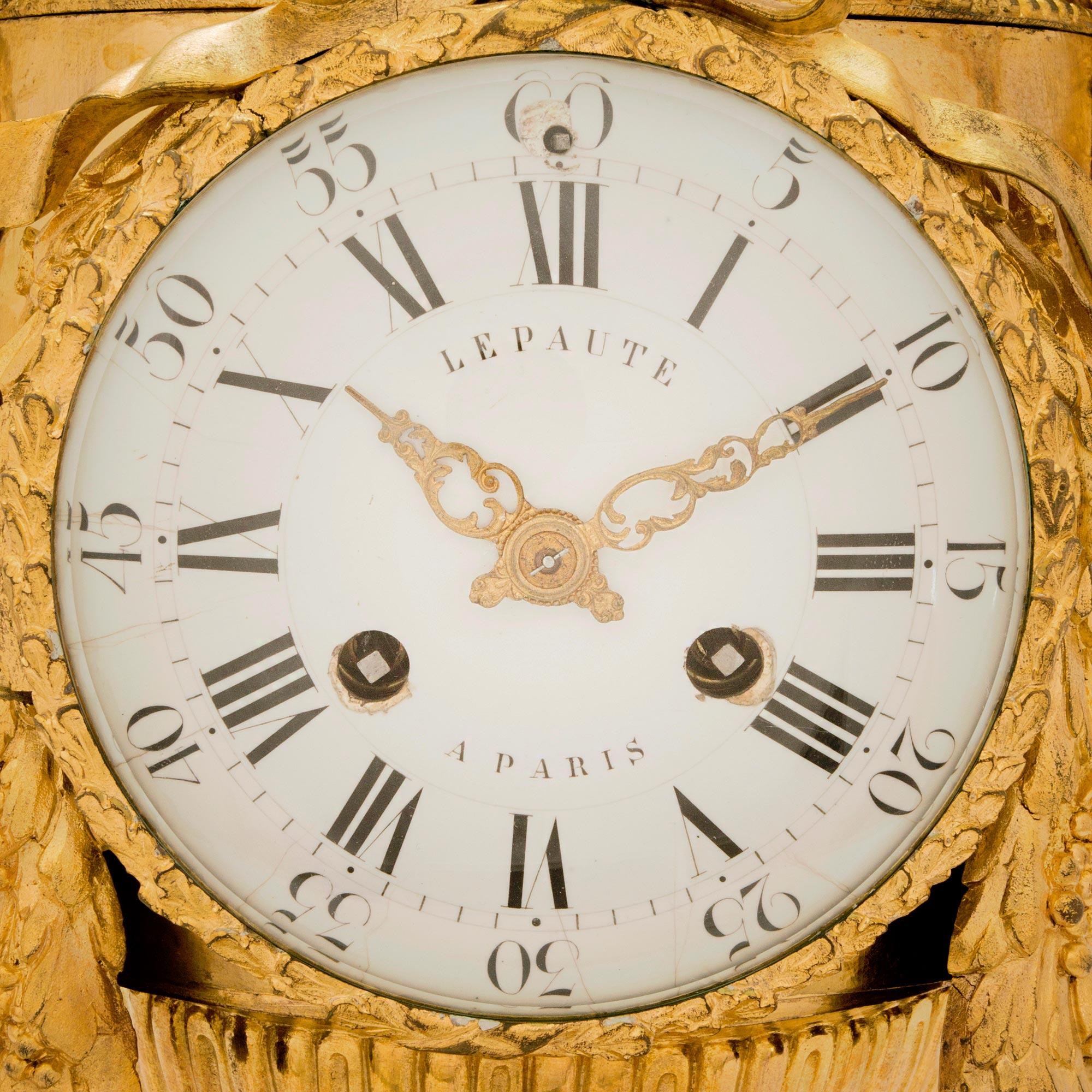 French Early 19th Century Louis XVI Style Ormolu Clock, 'Signed Lepaute Paris' For Sale 2