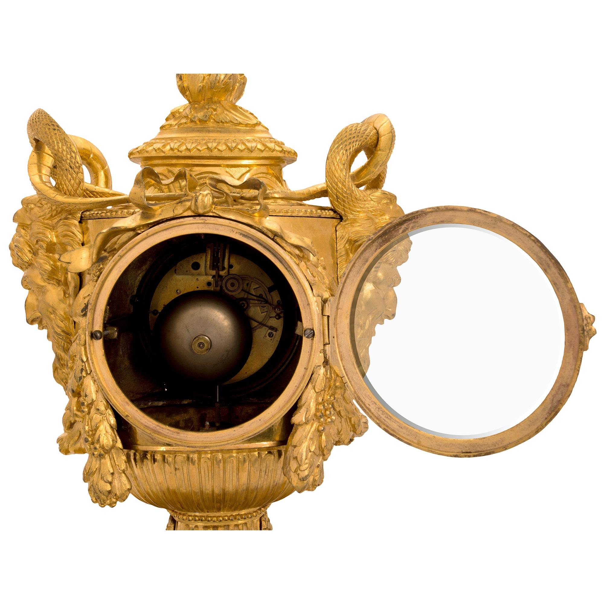 French Early 19th Century Louis XVI Style Ormolu Clock, 'Signed Lepaute Paris' For Sale 3