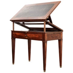 Antique French Early 19th Century Mahogany Adjustable Drafting Desk