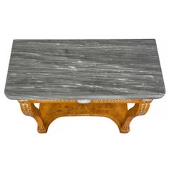 Consola francesa de estilo neoclásico de principios del siglo XIX de arce, mármol y madera de Wedgwood