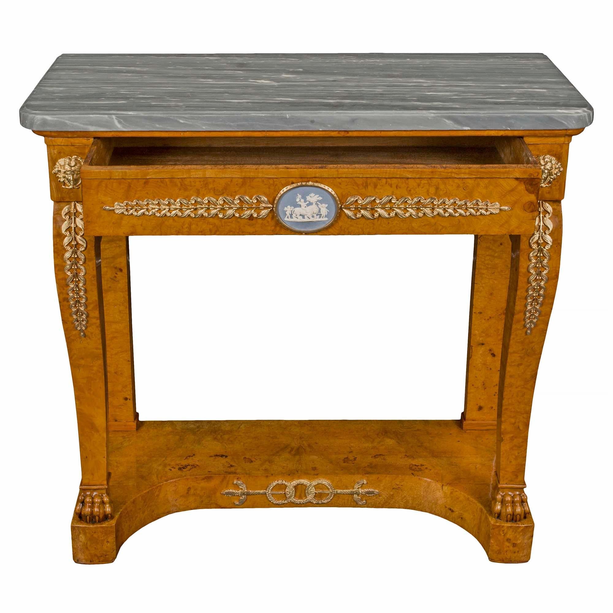French Early 19th Century Neoclassical Style Maple, Marble and Wedgwood Console For Sale 1
