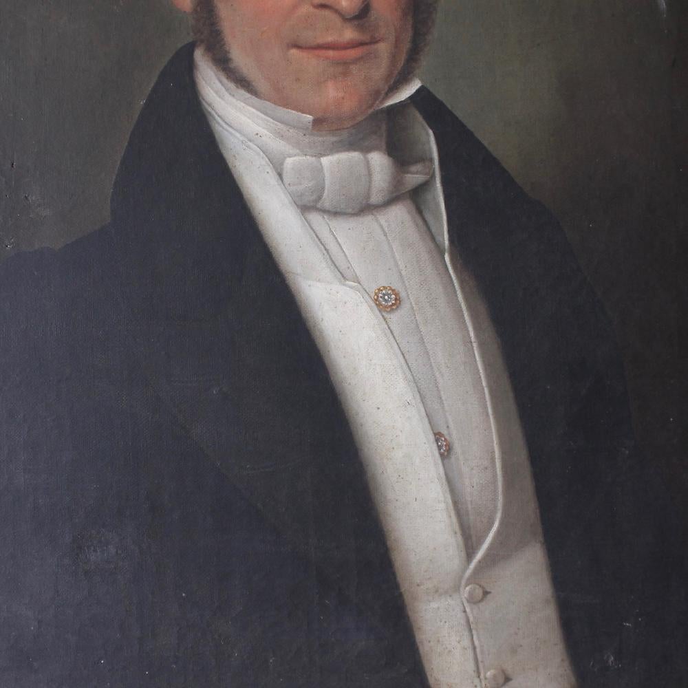 Regency French Early 19th Century Oil on Canvas Portrait of a Gentleman