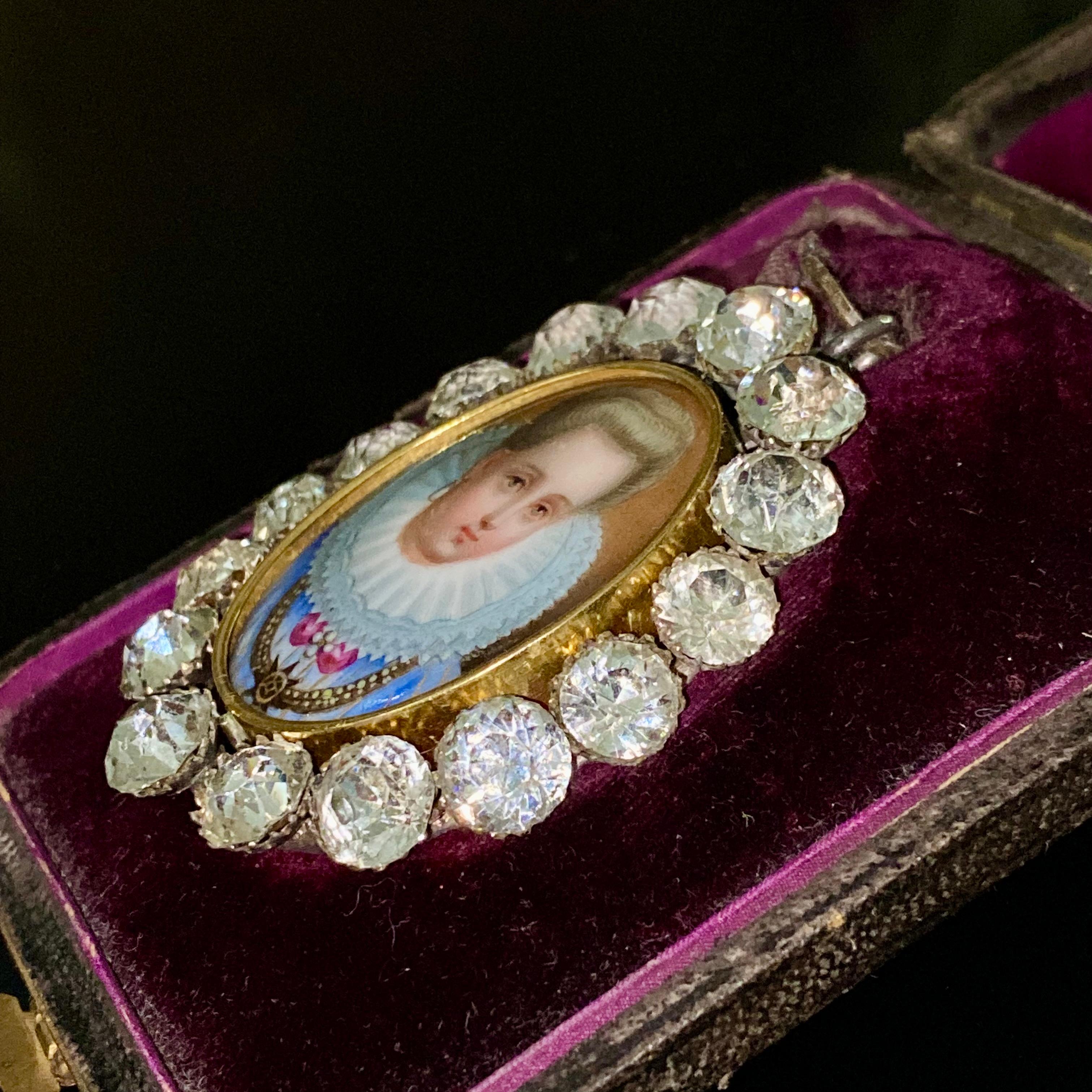 Early !9th Century French Miniature Porcelain and Paste Pendant For Sale 5