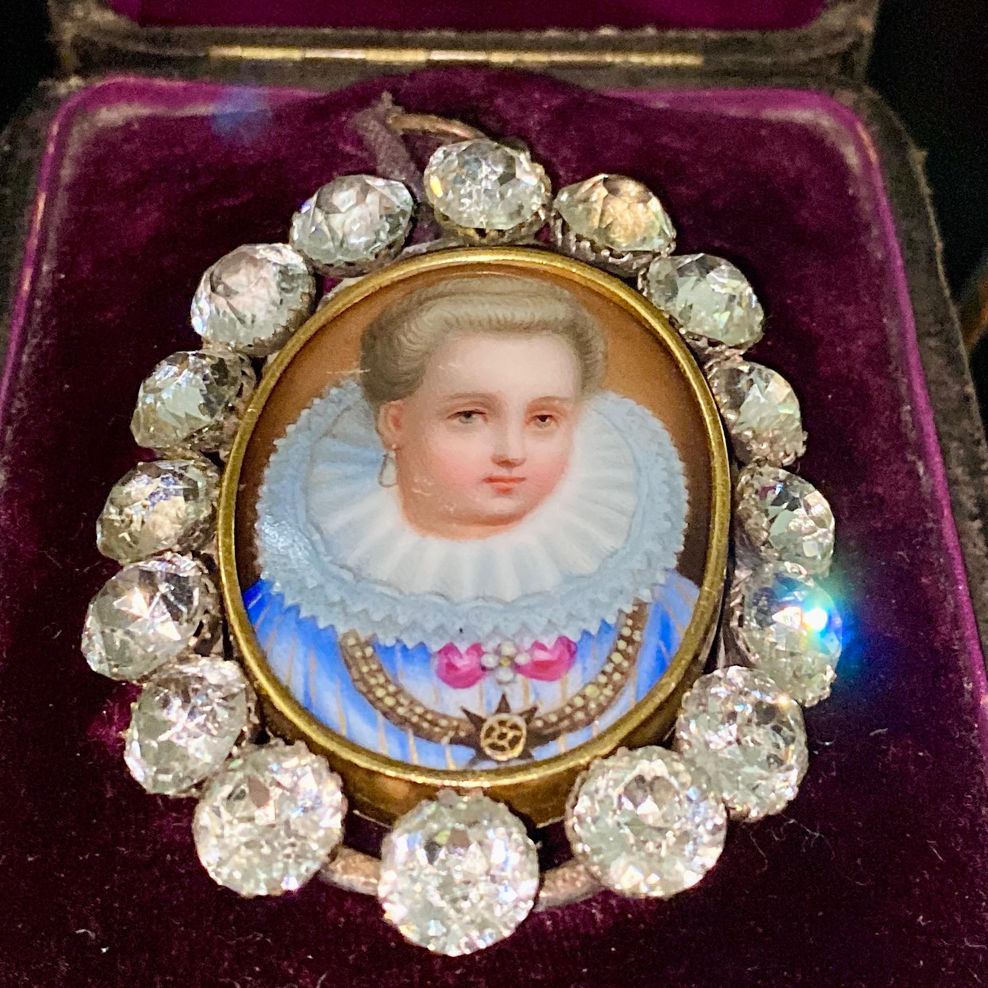 Early !9th Century French Miniature Porcelain and Paste Pendant For Sale 6