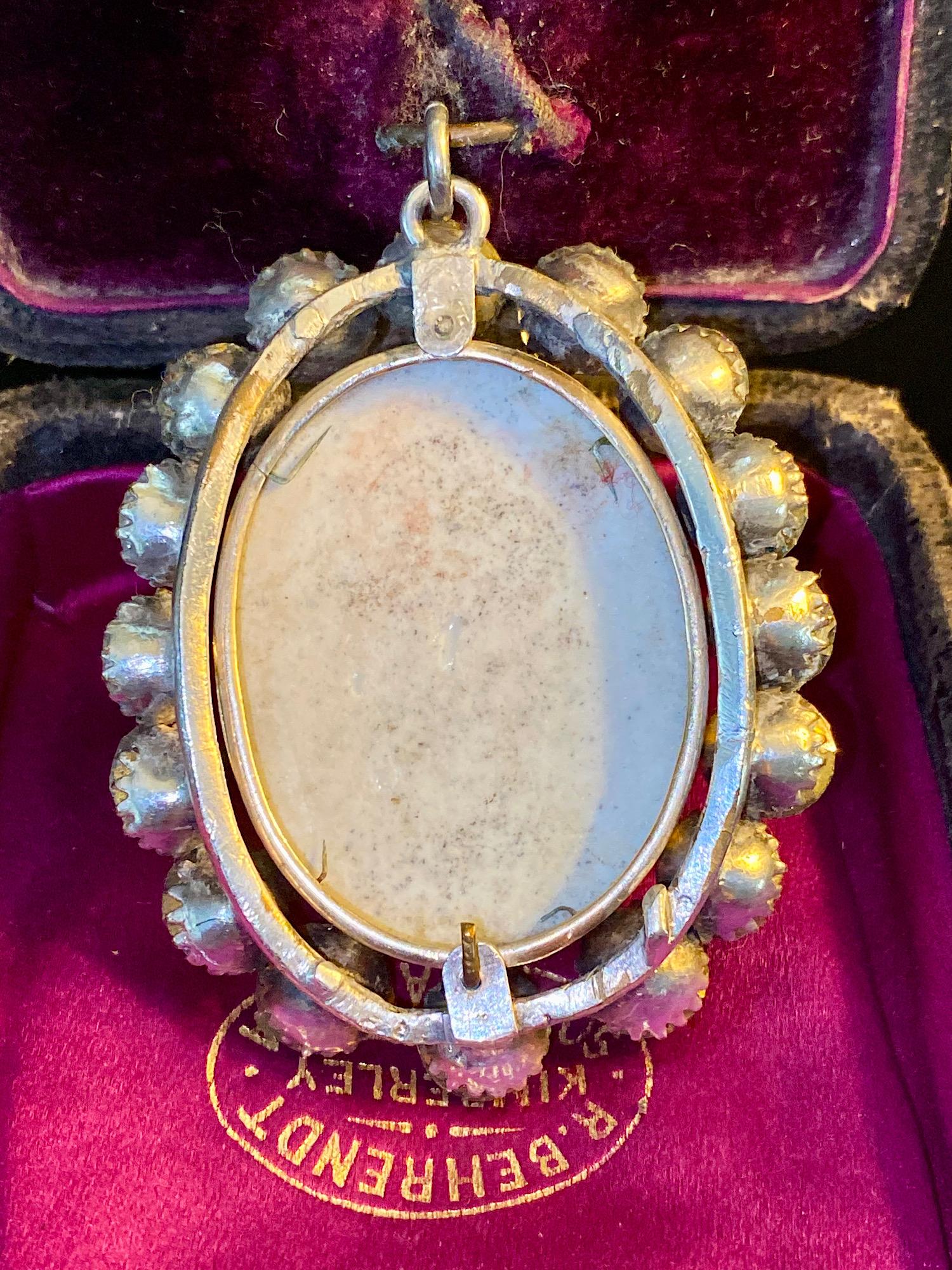 Early !9th Century French Miniature Porcelain and Paste Pendant For Sale 2