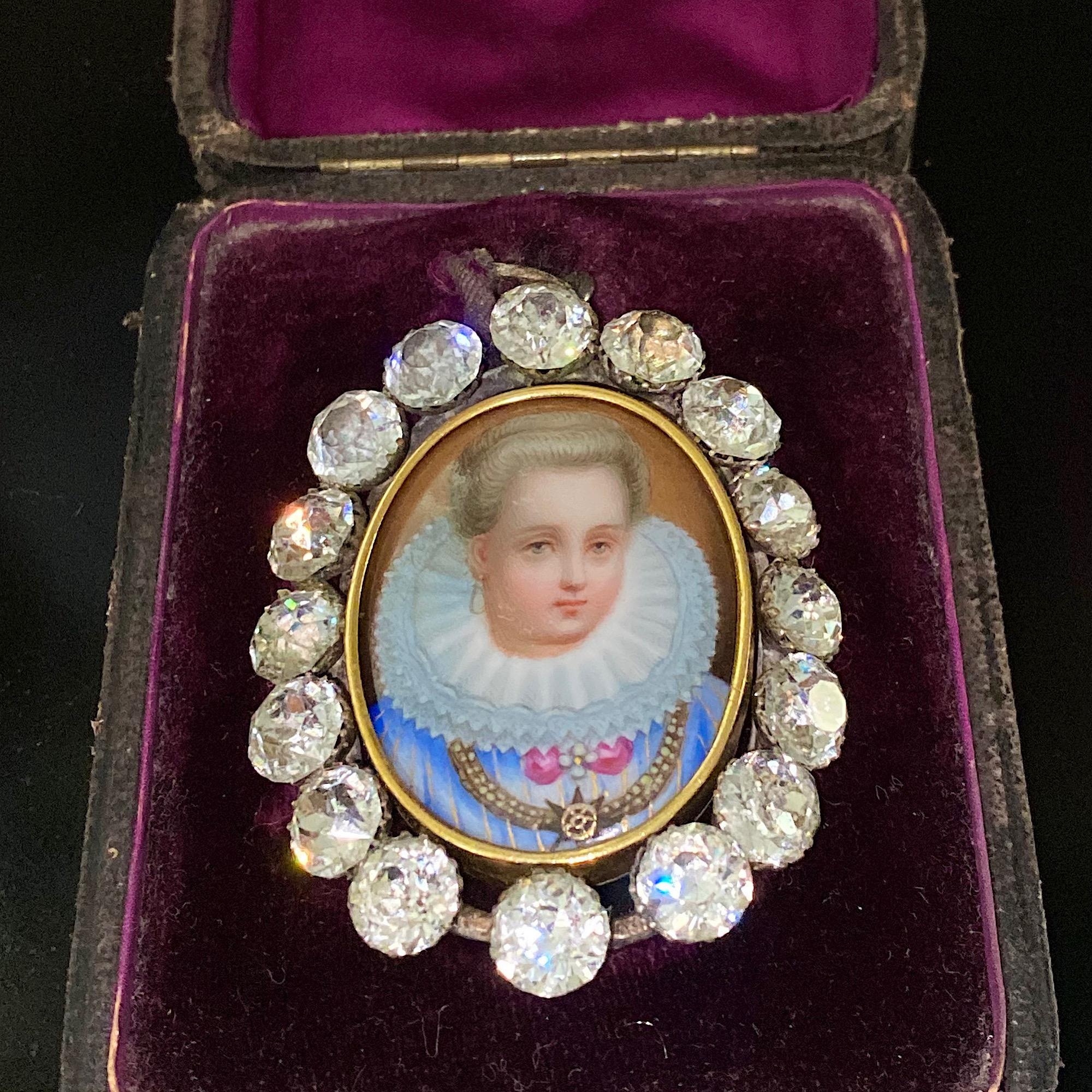 Early !9th Century French Miniature Porcelain and Paste Pendant For Sale 3