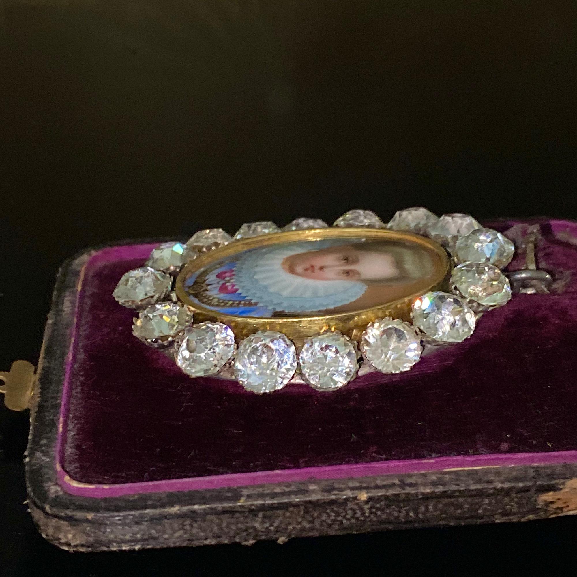 Early !9th Century French Miniature Porcelain and Paste Pendant For Sale 4