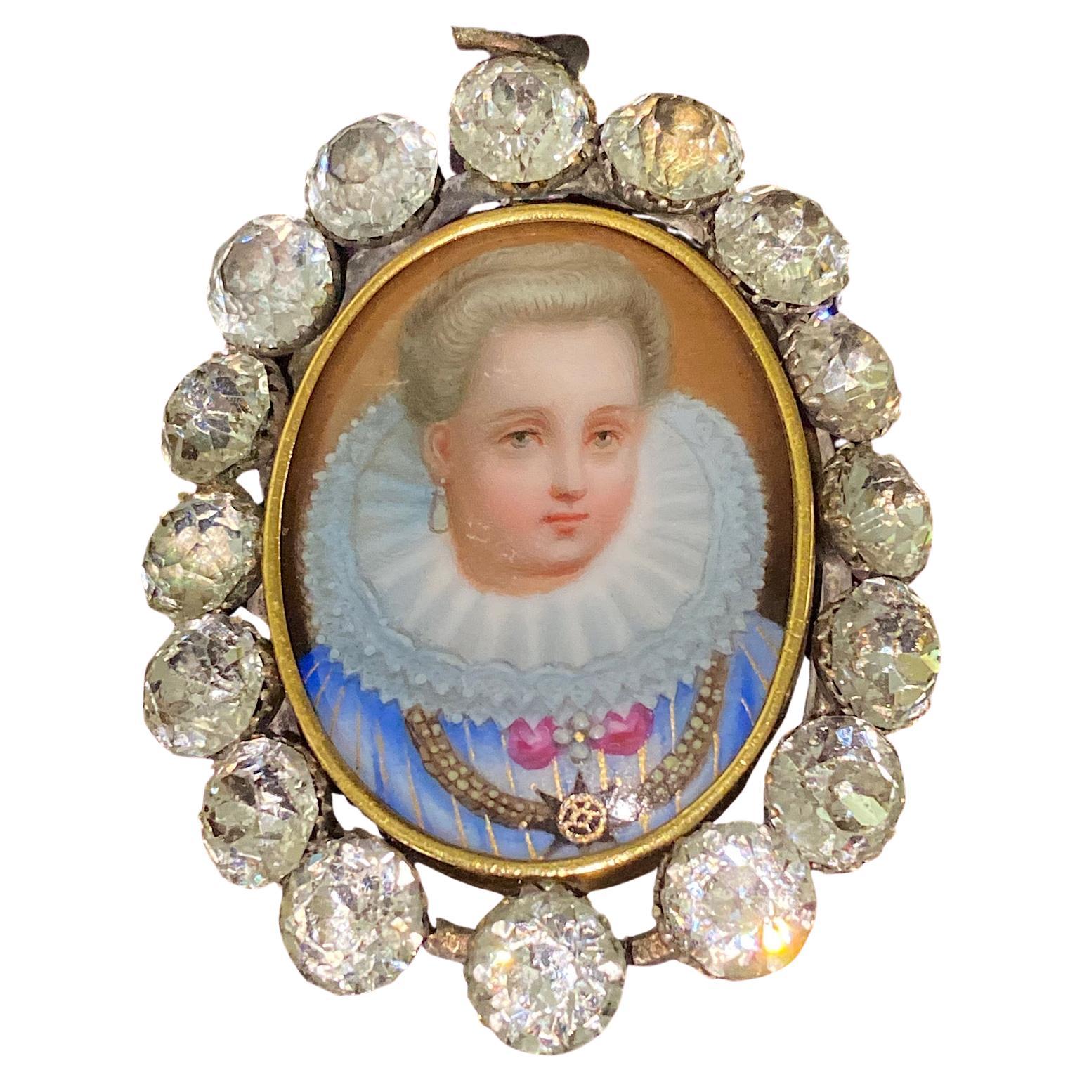 Early !9th Century French Miniature Porcelain and Paste Pendant For Sale