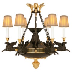 French early 19th century Restauration Period Ormolu and Bronze chandelier