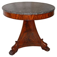 French Early 19th Century Restoration Period Guéridon, Mahogany with Marble Top