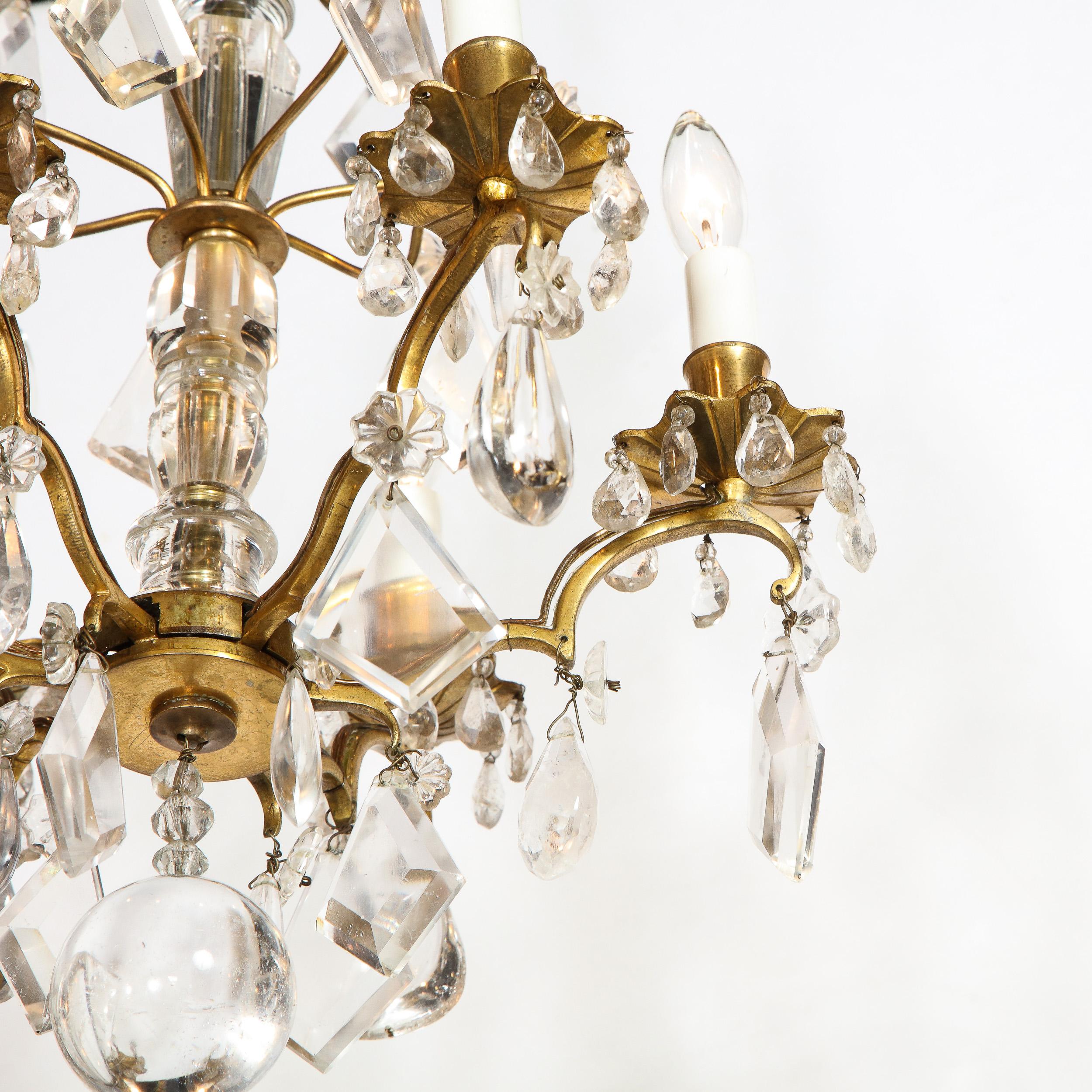 Gilt French Early 19th Century Rock Crystal & Gilded Bronze Louis XV Style Chandelier