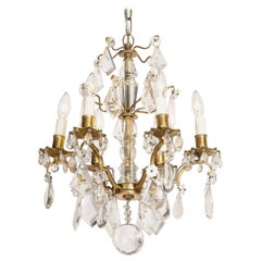 French Early 19th Century Rock Crystal & Gilded Bronze Louis XV Style Chandelier