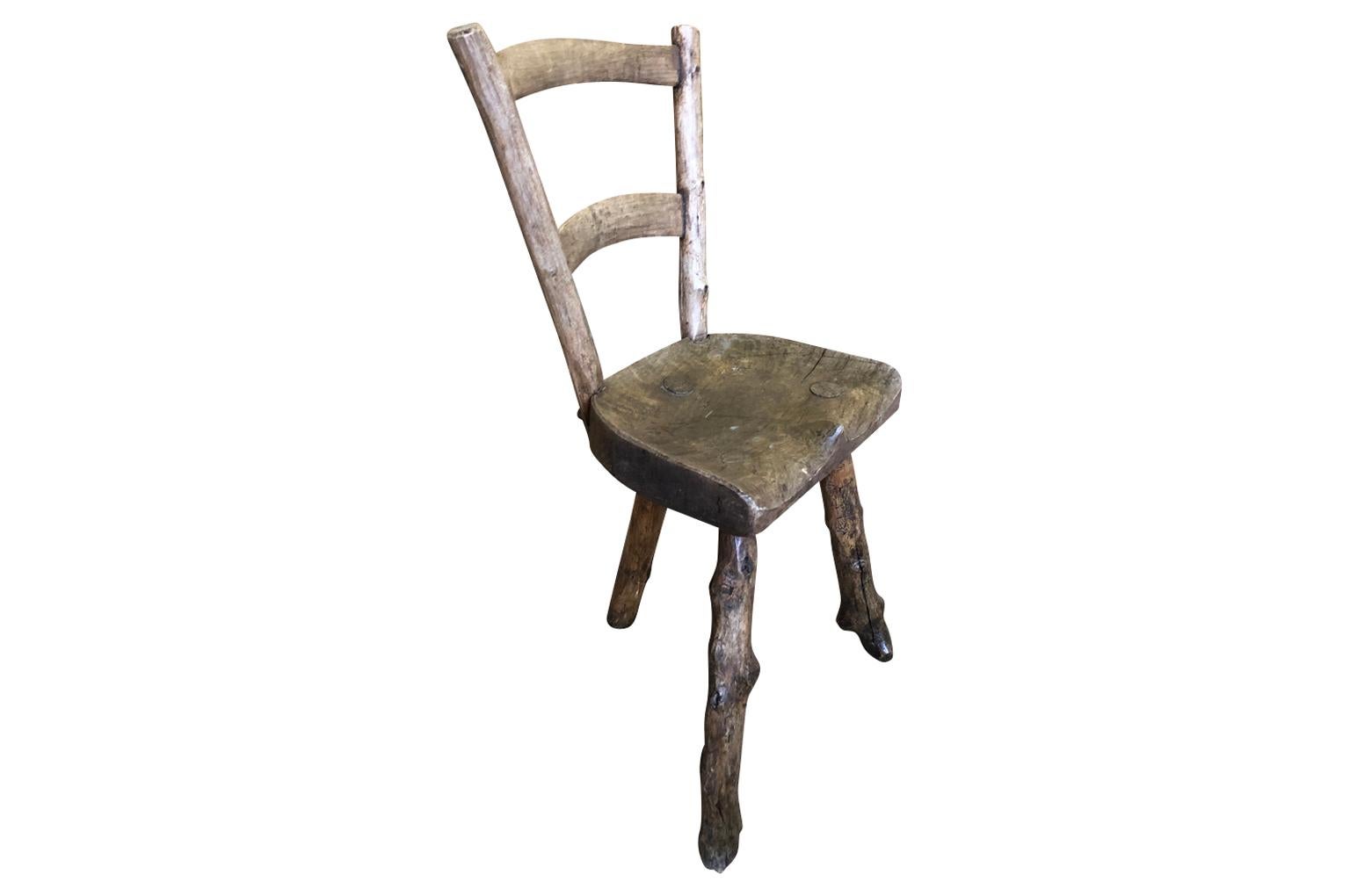French Early 19th Century Set of 4 Primitive Chairs 1