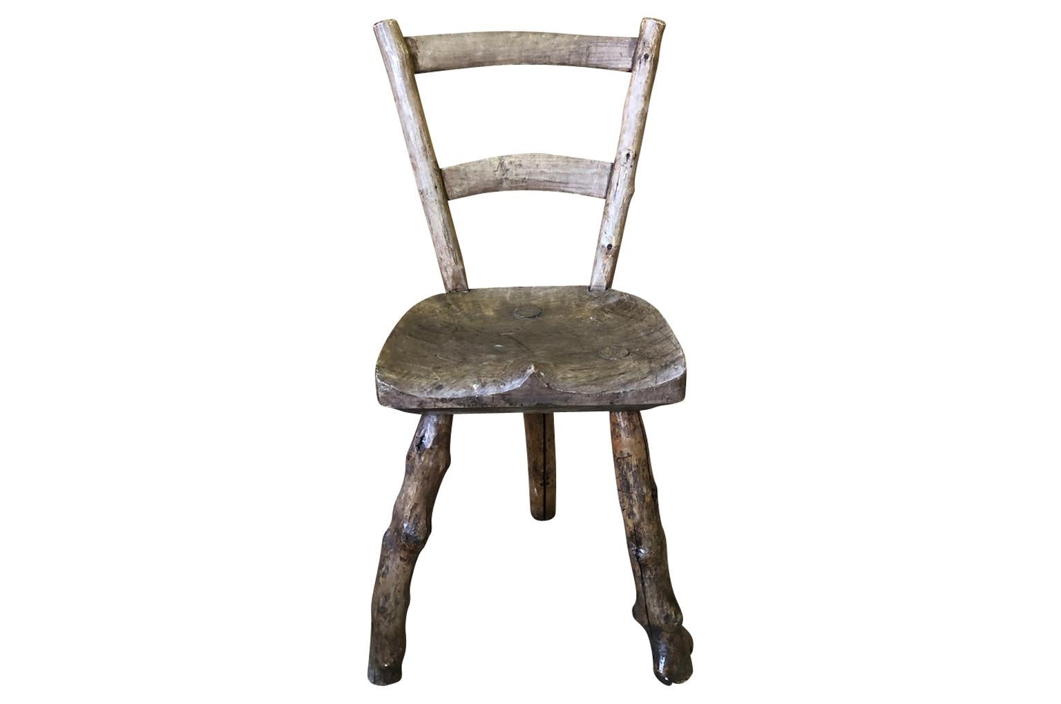 French Early 19th Century Set of 4 Primitive Chairs 3