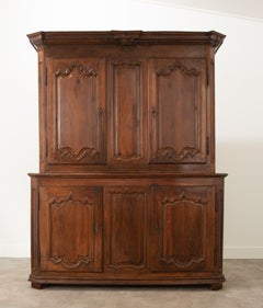 French Early 19th Century Solid Oak Buffet a Deux Corps
