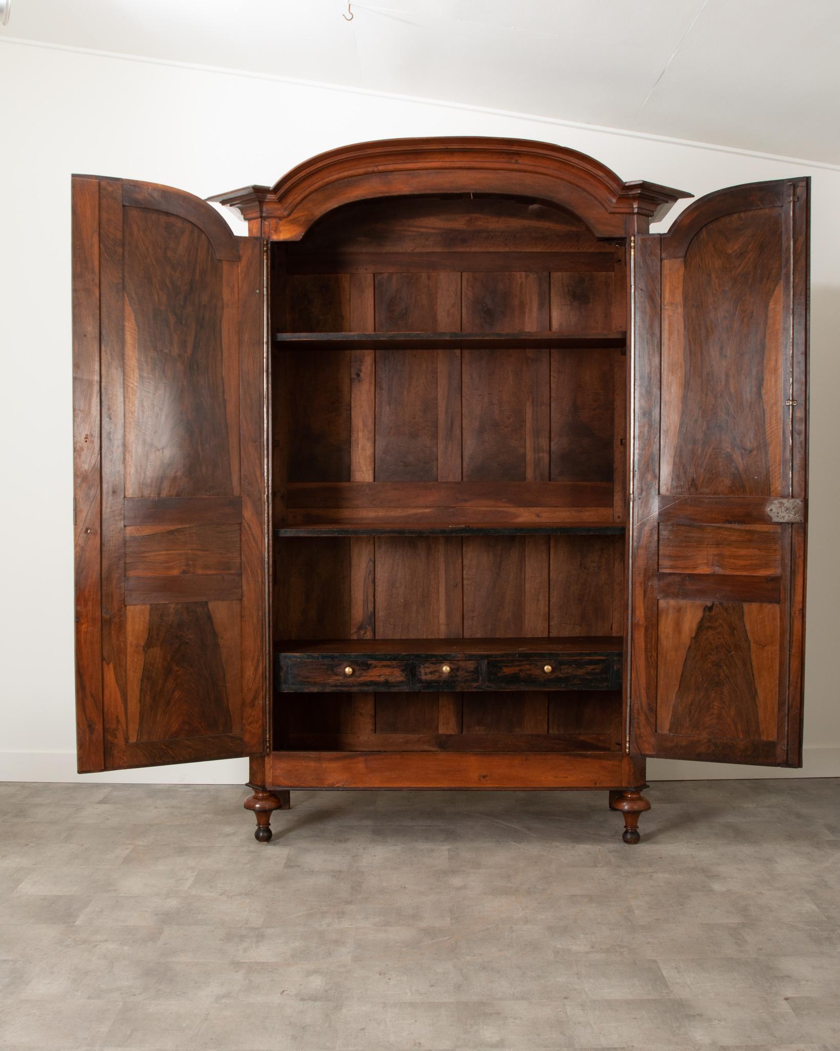 French Early 19th Century Solid Walnut Armoire In Good Condition In Baton Rouge, LA