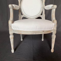 French Early 19th Century Stunningly Carved Louis XVI Chair with Original Paint