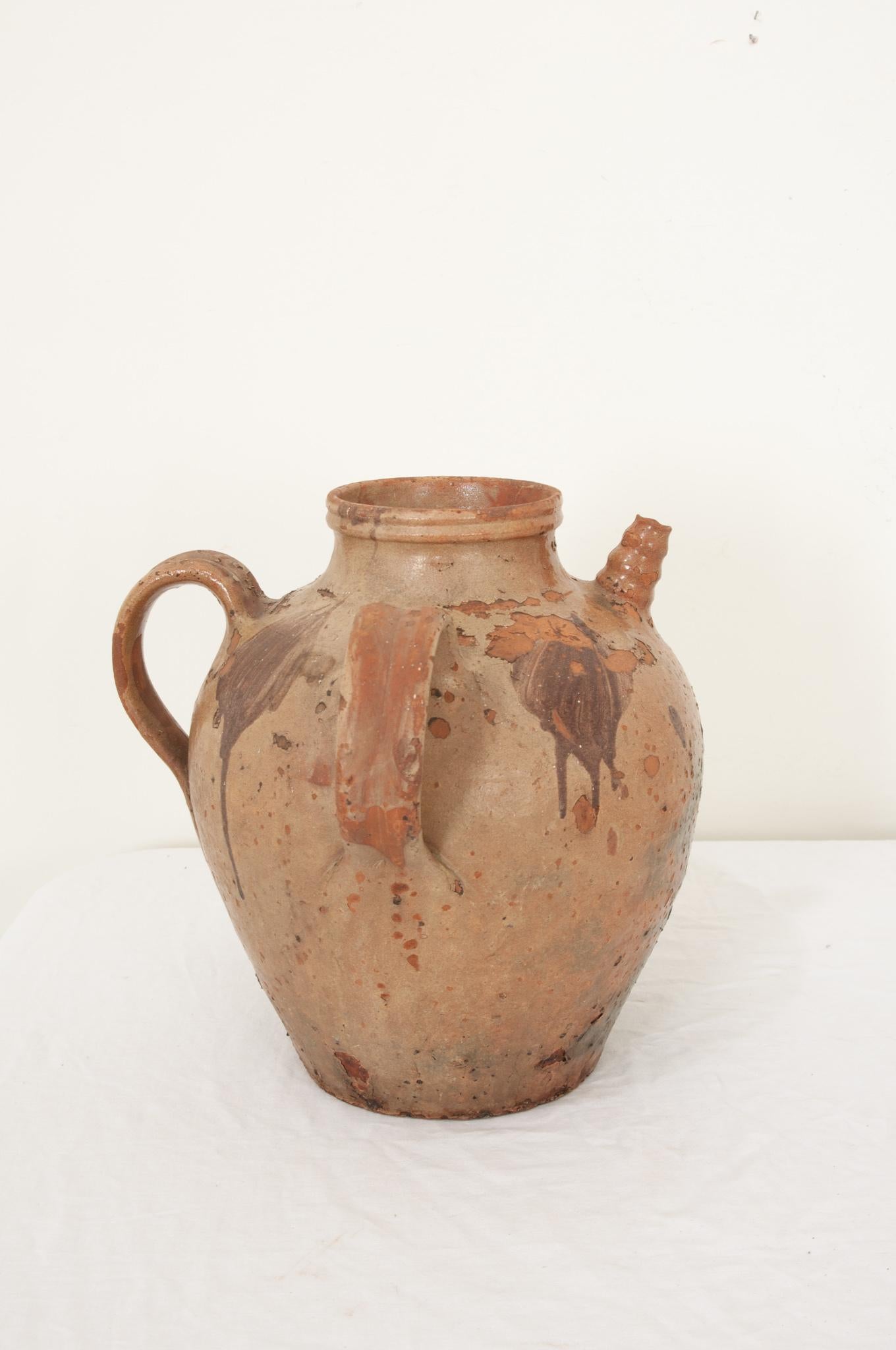 French Early 19th Century Terracotta Olive Oil Jar For Sale 1